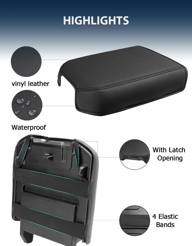 Eaglecover Center Console Cover for 2023 2024 2025 2026 F250 F350 F450 F550 Super Duty Accessories, Vinyl Leather Middle Armrest Cusion Protector, Bucket Seat Only, Anti-Scratch, Black Red Color - Image 5